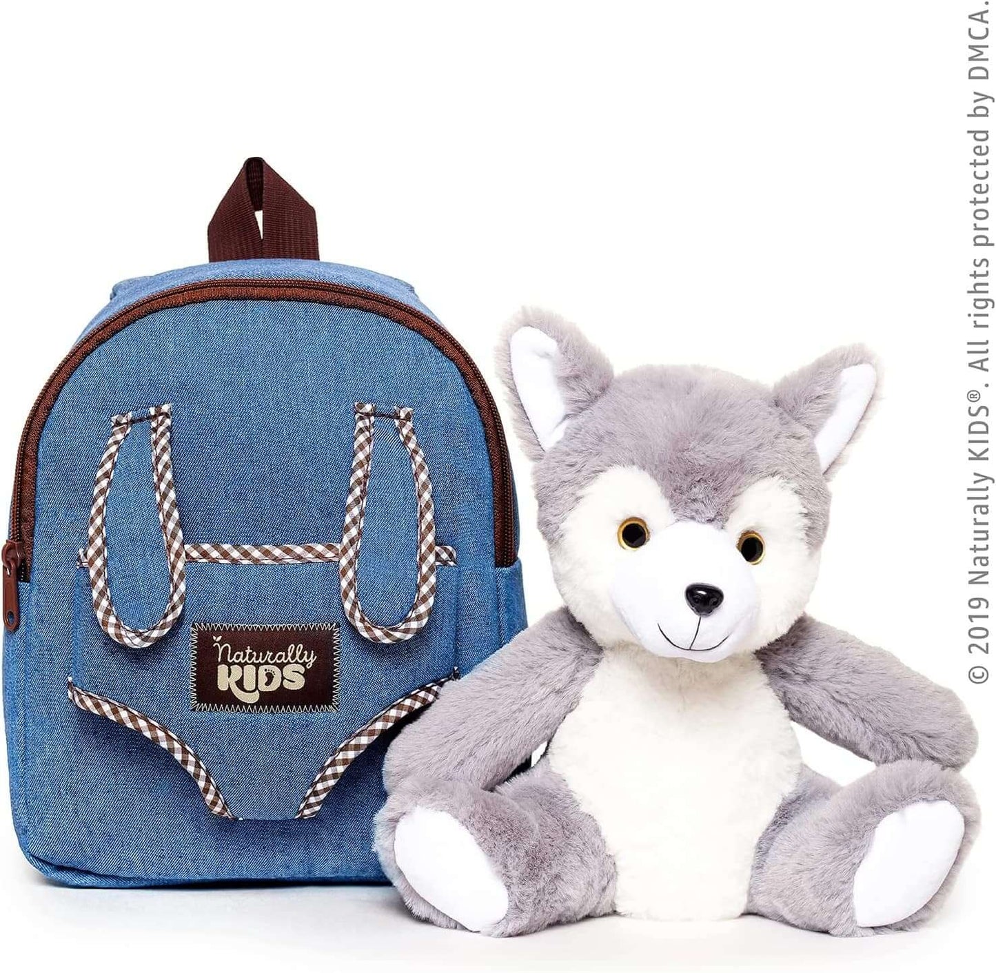 DROPPZZA Wolf Backpack, Wolf Toys for Kids 3-5, Toddler Husky