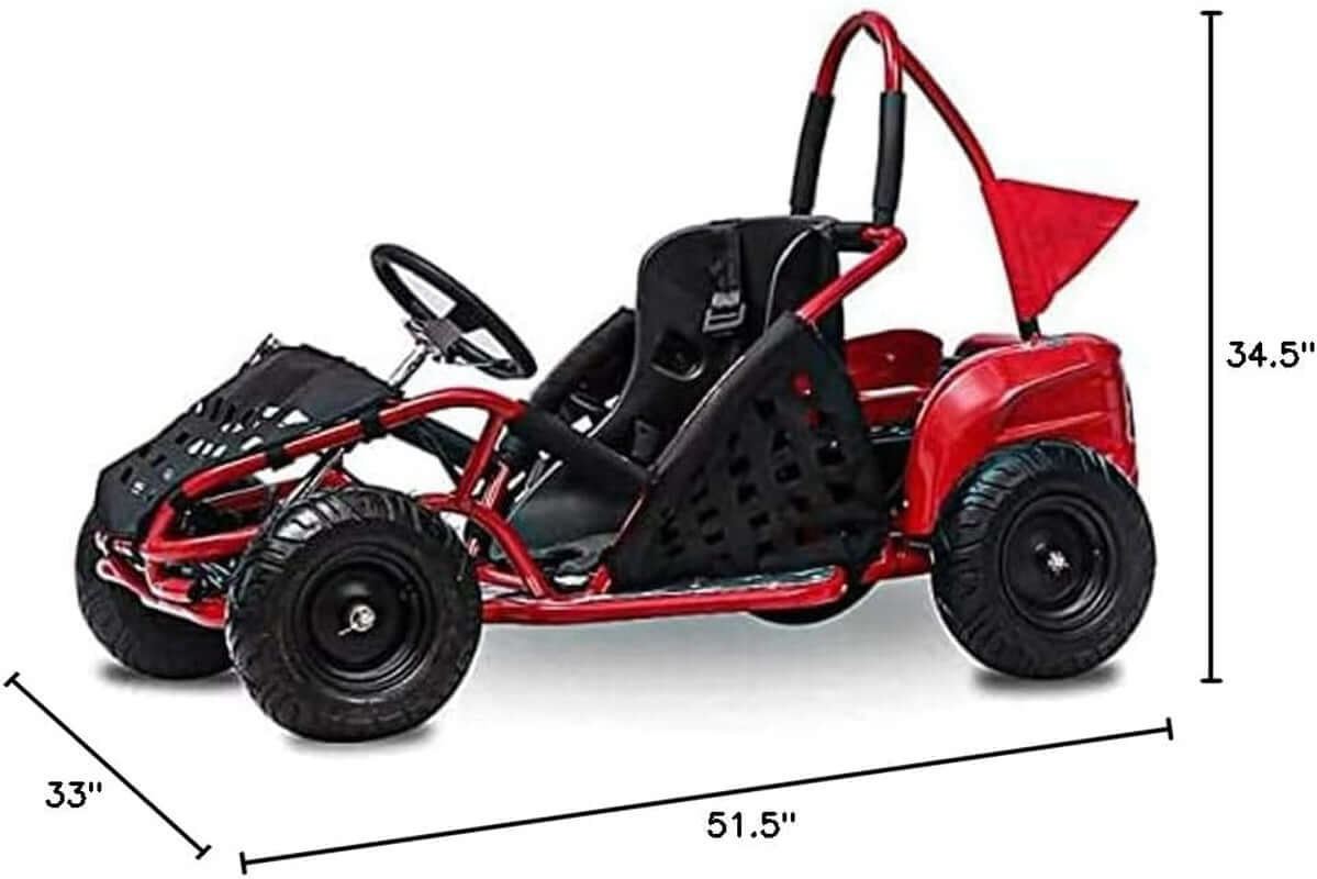 DROPPZZA Baja-X 48V 1000W Brushless Electric Go Kart, 3-Speed