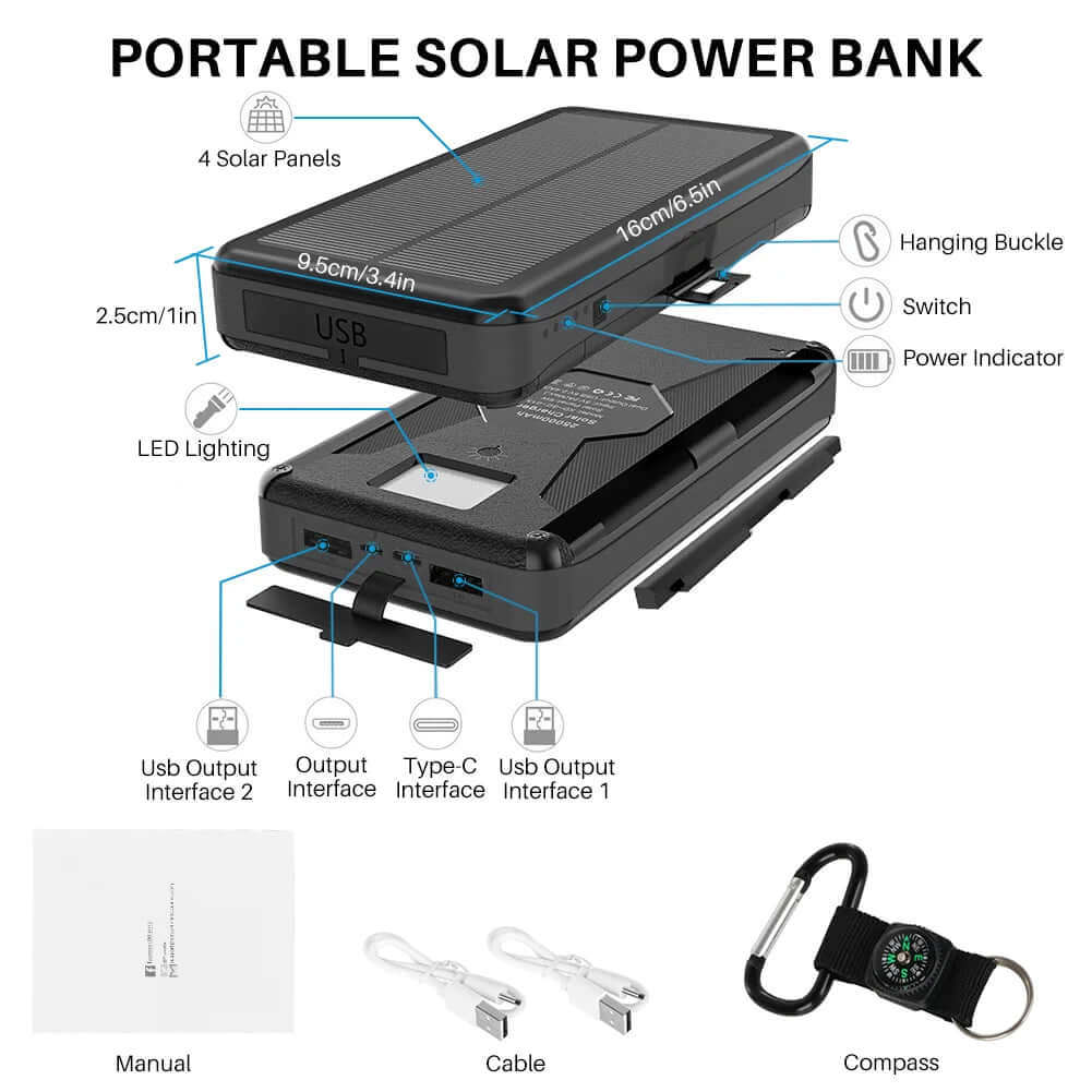DROPPZZA Portable Solar Charger for Iphone Android,