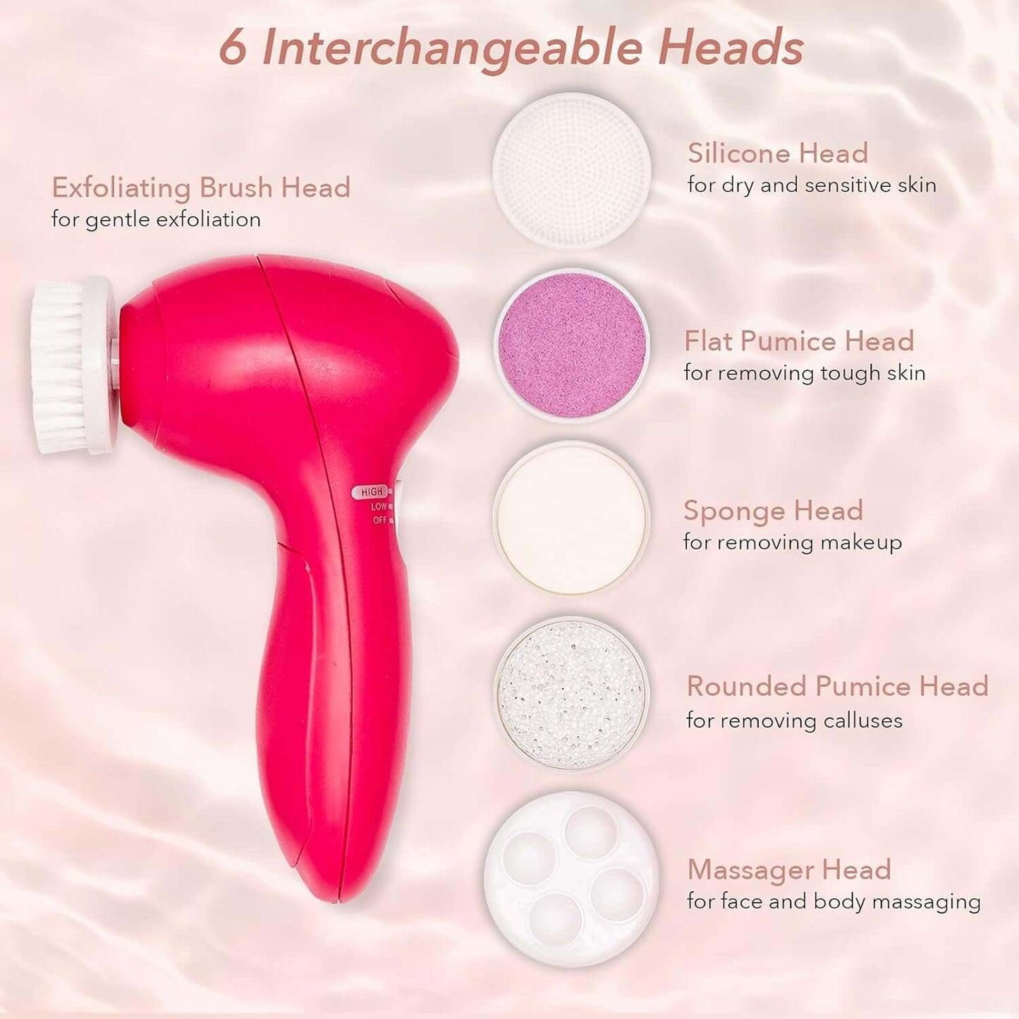 DROPPZZA Zoe Ayla 6 in 1 Electric Facial Cleansing Set, 7 Pcs - Deep