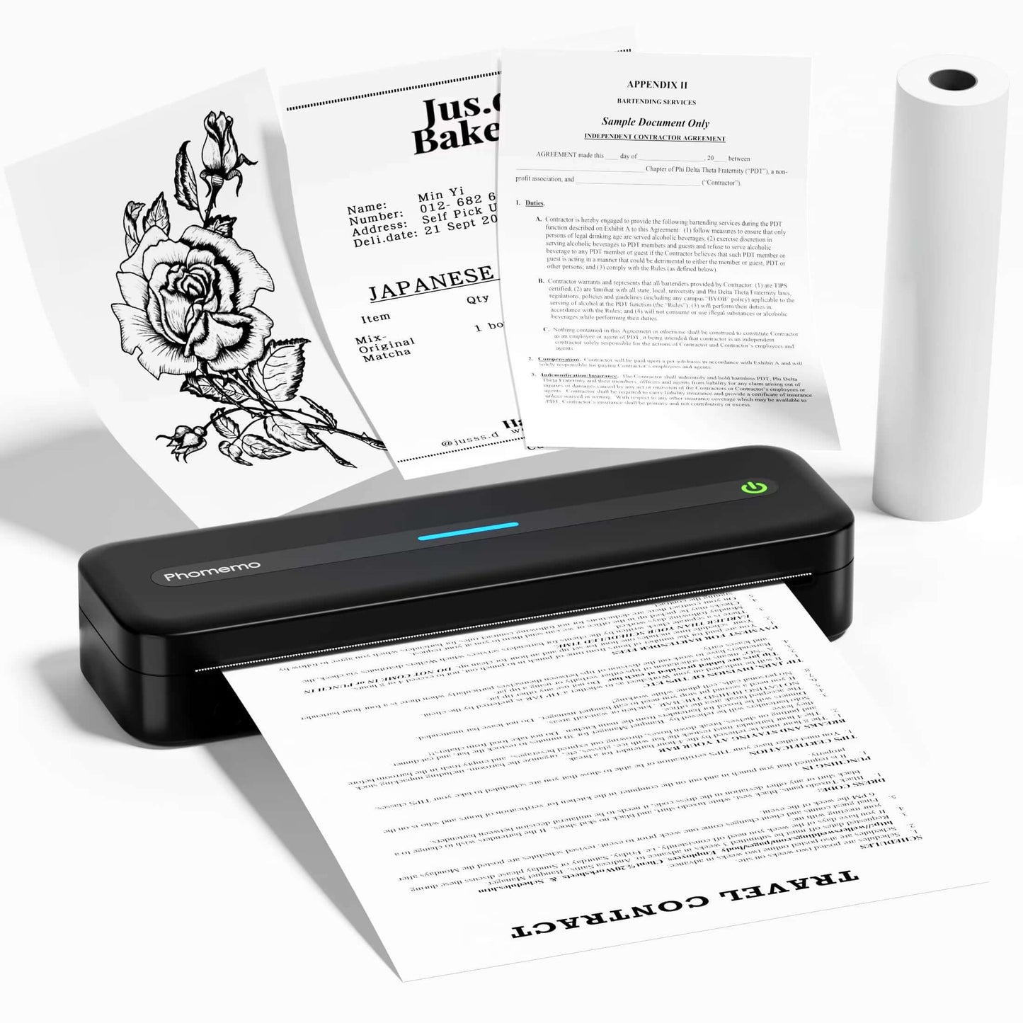DROPPZZA Portable Printer Wireless for Travel M832 Inkless Thermal Printer Support US Letter&A4 Use Ios Android Phone&Laptop