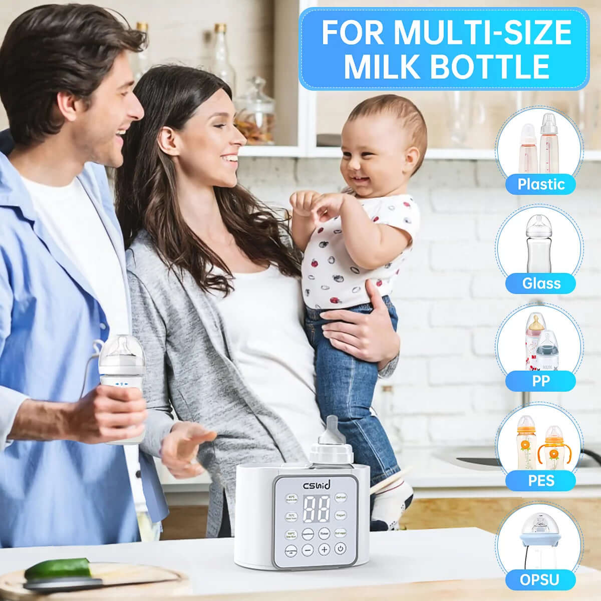 DROPPZZA Baby Bottle Warmer, 9-In-1 Fast Milk Warmer Babies Food
