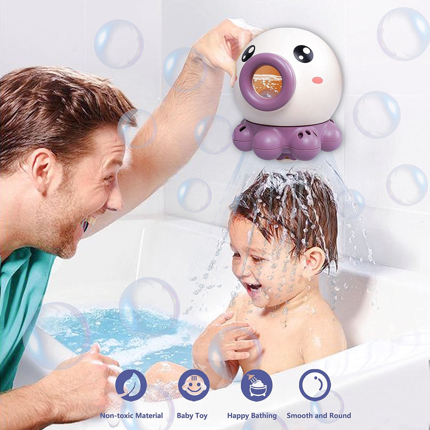 Octopus Fountain Bath Toy Water Jet Rotating Shower Bathroom Toy Summer Water