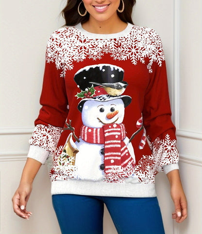 Christmas Printed Raglan Printed Sweater