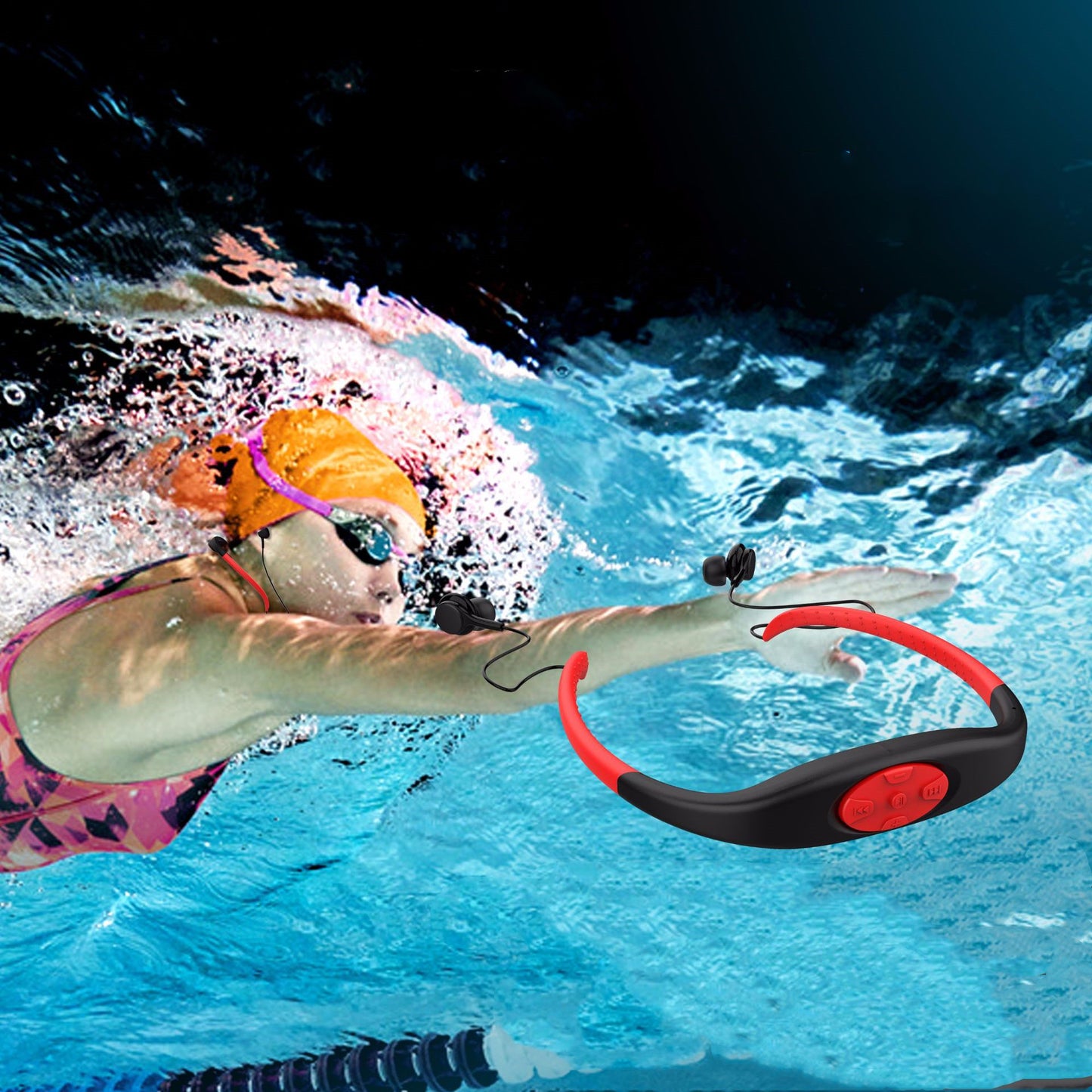 2in1 Bluetooth Wireless Earphone &MP3 Music Player 8G Headphone IPX8 Waterproof Swim