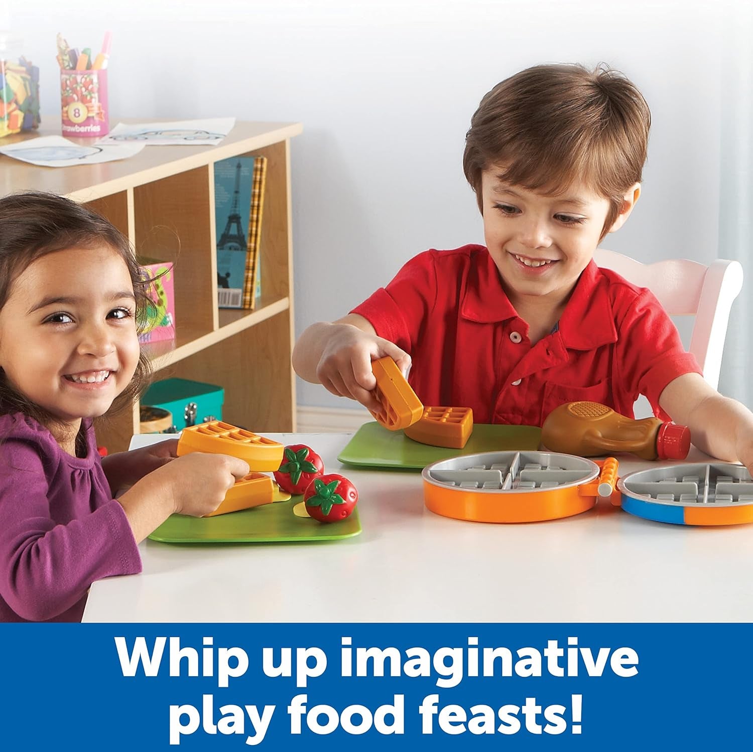 New Sprouts Waffle Time - Play Food Kitchen , Breakfast Pretend Play Toys, Toddler Pretend Play Montessori Educational Game, Fine Motor Skills , Gifts for Boys and Girls