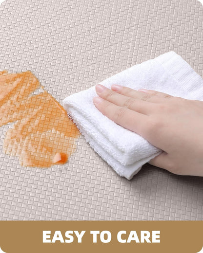 Kitchen Rug Set 2 Piece Kitchen Runner Rug Kitchen Floor Mat, Cushioned anti Fatigue Non Skid Waterproof Comfort Standing Kitchen Mat, 17"X47"+17"X95", Wheat