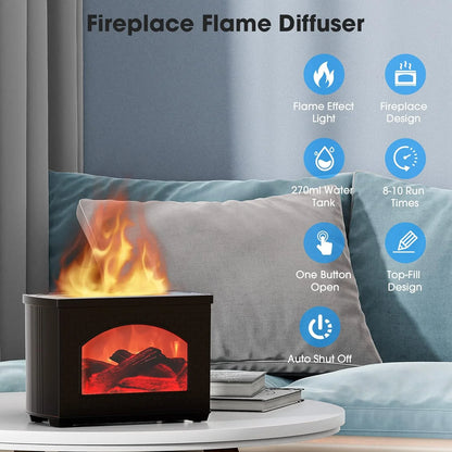 Flame Oil Diffuser, 270Ml Cool Mist Humidifier Diffuser,Sleep Relax for Outdoor Bedroom Living Roomï¼Fireplace Air Diffuser