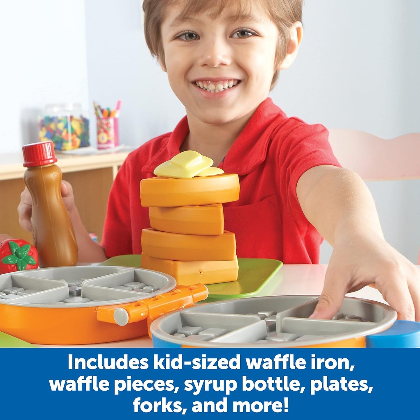 New Sprouts Waffle Time - Play Food Kitchen , Breakfast Pretend Play Toys, Toddler Pretend Play Montessori Educational Game, Fine Motor Skills , Gifts for Boys and Girls