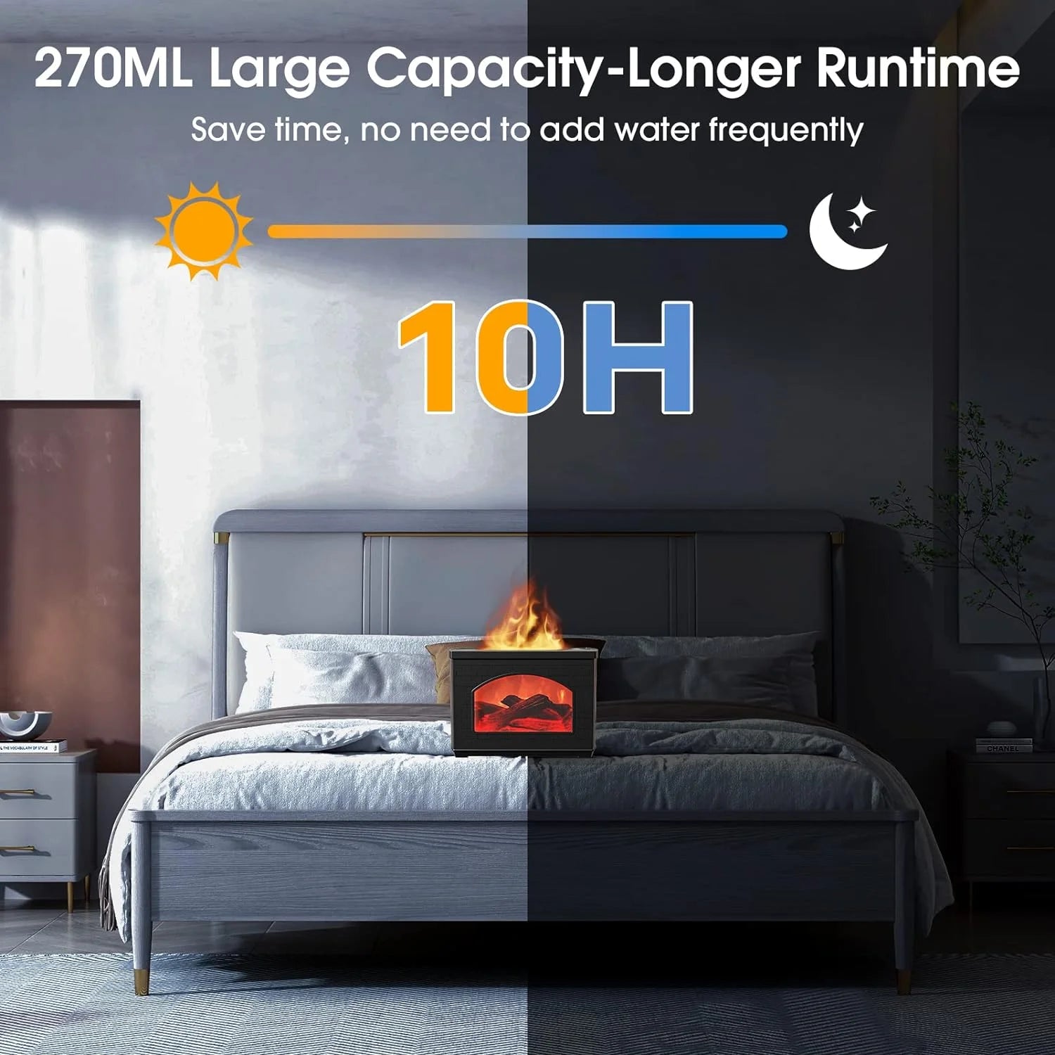 Flame Oil Diffuser, 270Ml Cool Mist Humidifier Diffuser,Sleep Relax for Outdoor Bedroom Living Roomï¼Fireplace Air Diffuser