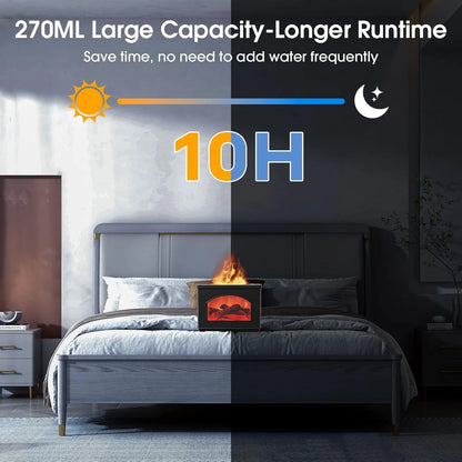 Flame Oil Diffuser, 270Ml Cool Mist Humidifier Diffuser,Sleep Relax for Outdoor Bedroom Living Roomï¼Fireplace Air Diffuser
