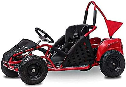 Baja-X 48V 1000W Brushless Electric Go Kart, 3-Speed Setting Go Kart W/Forward & Reverse, Racing Go Cart up to 20 Mph W/Foot Pedal & Foot Break, Go Cart Support up to 175 Lbs (Red)