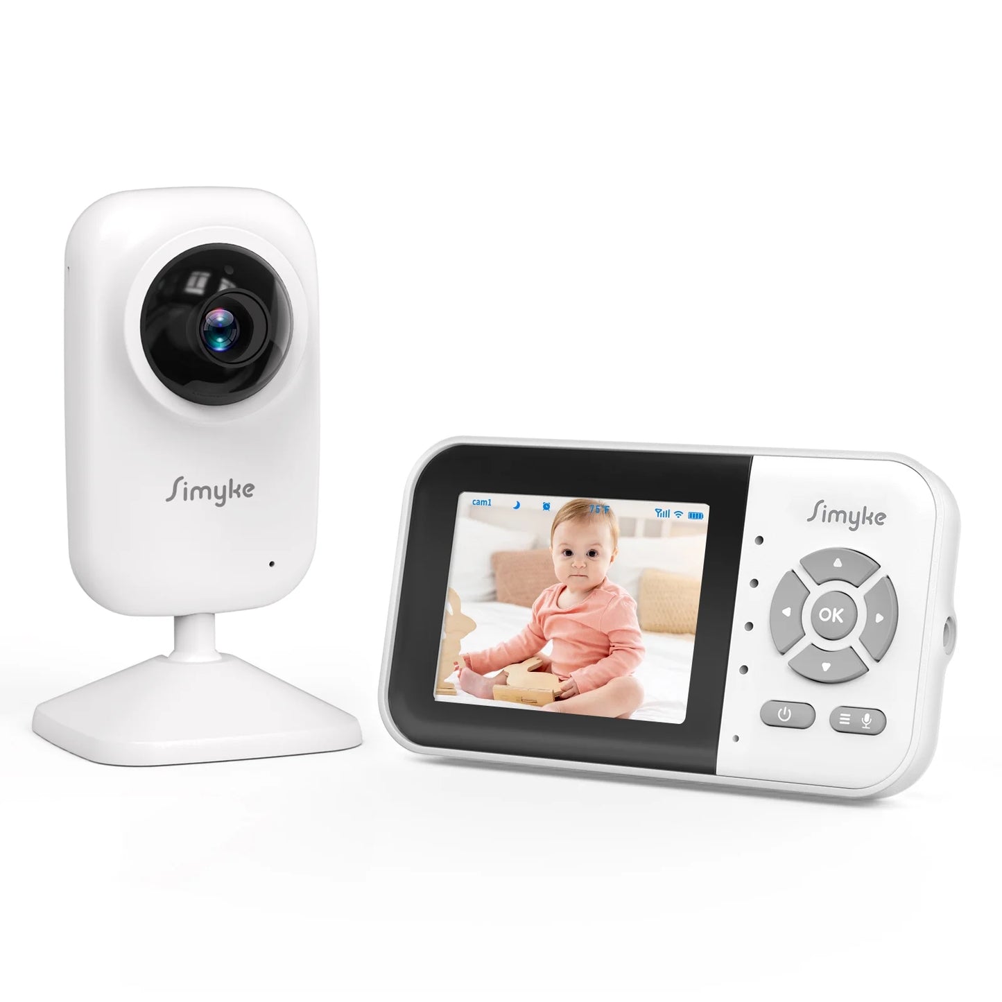 Wifi Video Baby Monitor, 2.8" LCD & App Viewing, 2-Way Audio, Night Vision, VOX, 5 Lullabies, Supports 4 Cameras, 1200Ft Range, Home Use