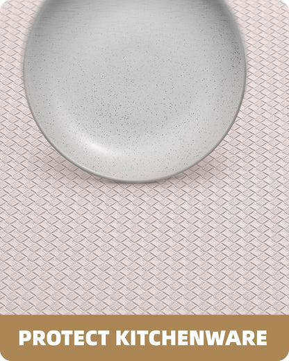 Kitchen Rug Set 2 Piece Kitchen Runner Rug Kitchen Floor Mat, Cushioned anti Fatigue Non Skid Waterproof Comfort Standing Kitchen Mat, 17"X47"+17"X95", Wheat