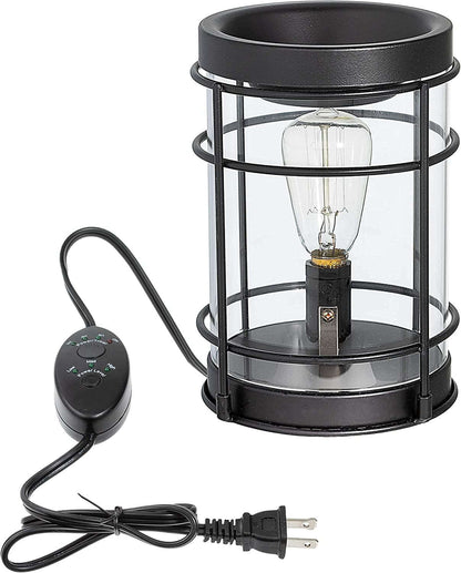 DROPPZZA Vintage Bulb Electric Candle Warmer with Timer | Black Plug in Fragrance Warmer for Scented Wax Melts, Cubes, Tarts | Air Freshener Set for Rustic Home Décor, Office, Gifts