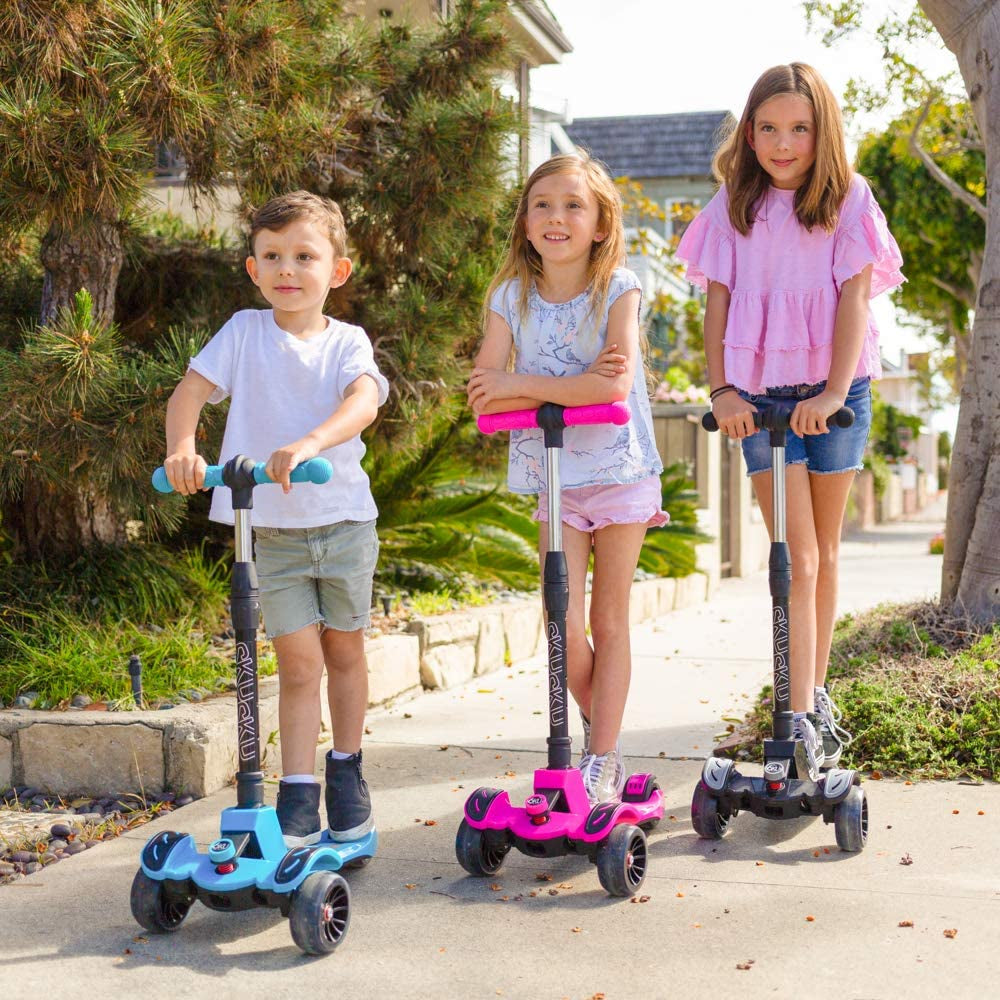 Kids Scooter with Adjustable Height, Toddler Scooter with Widened Flash Wheels, Ages 3-8, Lean to Steer