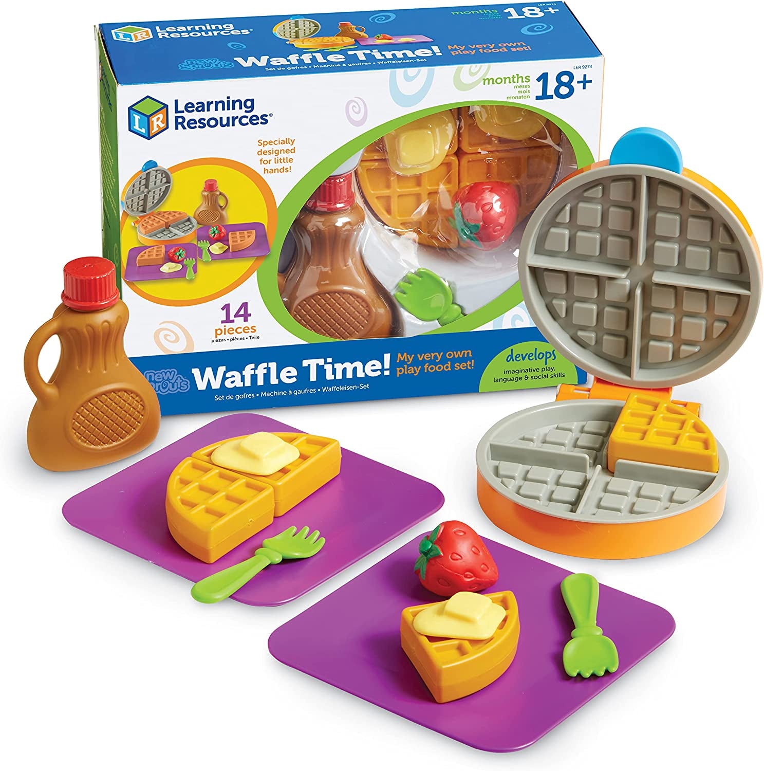 New Sprouts Waffle Time - Play Food Kitchen , Breakfast Pretend Play Toys, Toddler Pretend Play Montessori Educational Game, Fine Motor Skills , Gifts for Boys and Girls