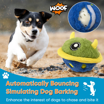 Interactive Dog Toys Ball Self Moving Rolling Balls Plush Dog Toys for Small and Medium Dogs, UFO Bobby