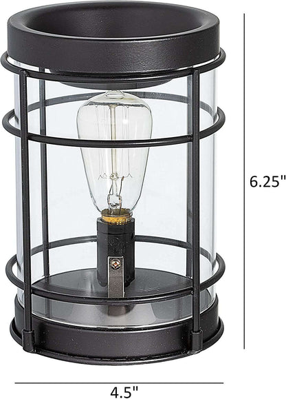 DROPPZZA Vintage Bulb Electric Candle Warmer with Timer | Black Plug in Fragrance Warmer for Scented Wax Melts, Cubes, Tarts | Air Freshener Set for Rustic Home Décor, Office, Gifts